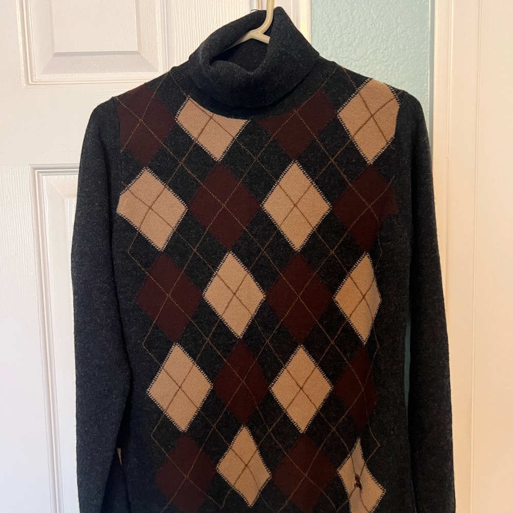 Burberry Charcoal and Tan Knit Sweater